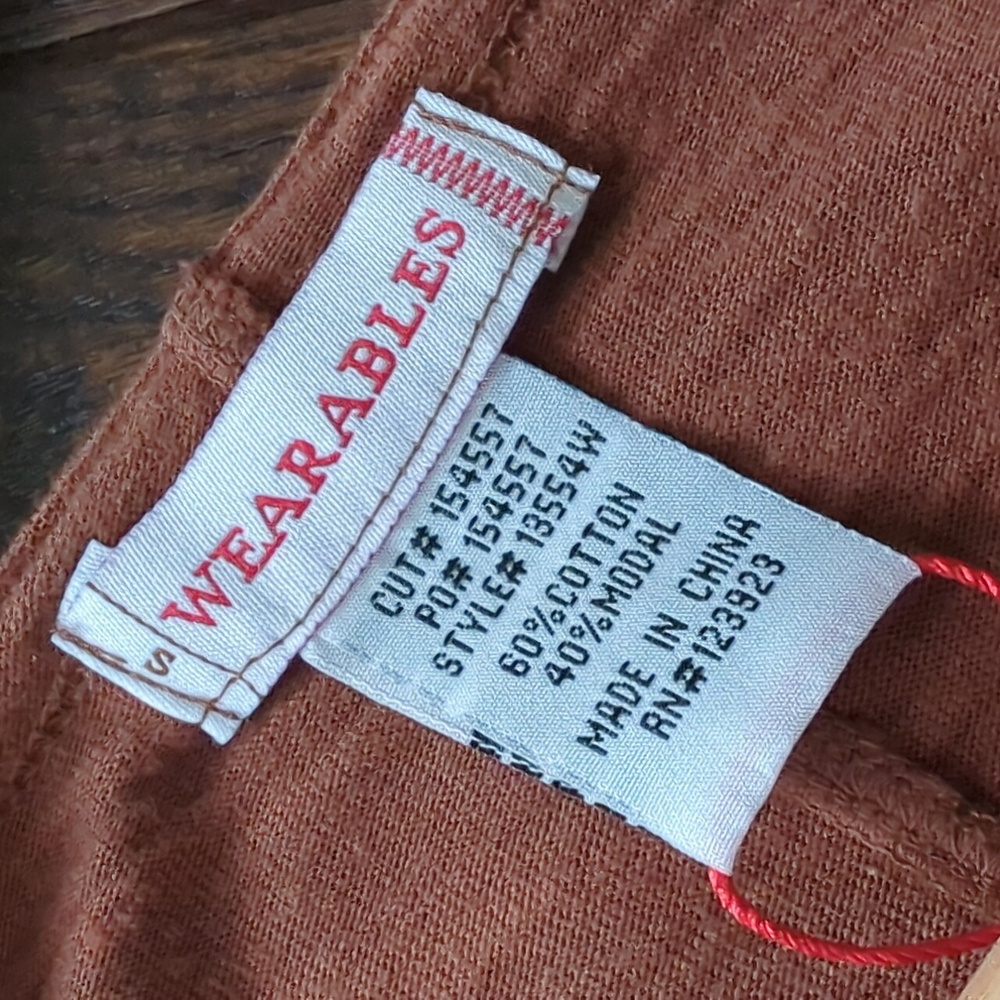 WEARABLES XCVI I NWT Sumac Pigment Rust V-Neck Midwest 3/4 Sleeve Shirt Top, S - Picture 8 of 14